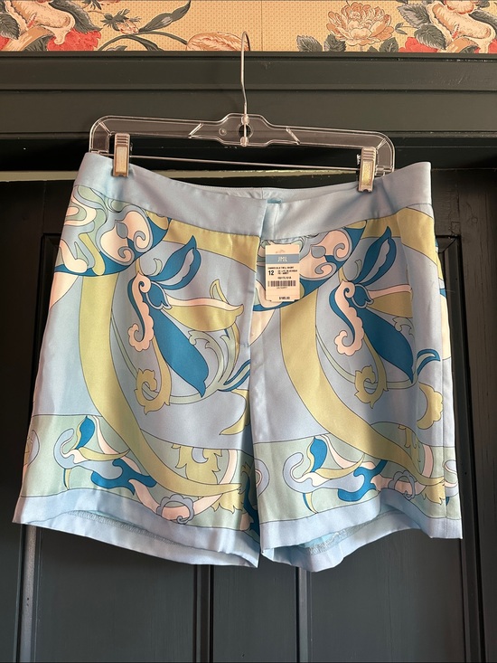 J Mclaughlin Pants - J. McLaughlin Silk Blue Printed Silk  Shorts